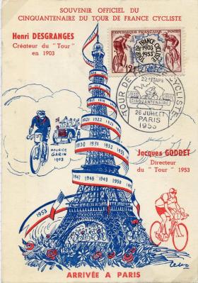 Tour de france 1953 cp arrivee paris recto